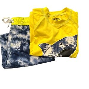 Boys Shark Swim Trunk and Rashguard Set